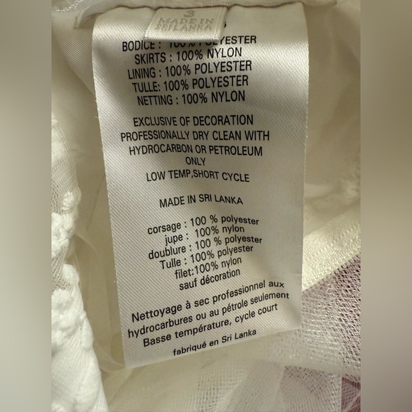 DAVID’s BRIDAL TULLE FLOWER DRESS WITH TINY FLORAL EMBROIDERY WHITE SIZE 3 - Picture 3 of 7